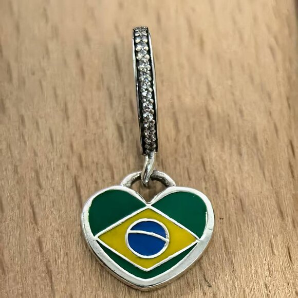 Pandora Brazil Flag Exclusive Charm, S925 Silver Bracelets - Picture 1 of 4
